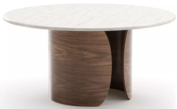 Fleur Porcini and Travertine Round Dining Room Set