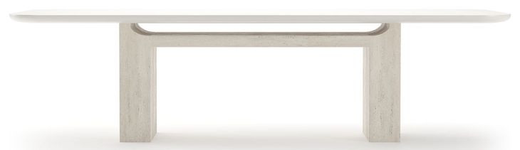 Overlap Latte and Travertine 112" Rectangular Dining Table