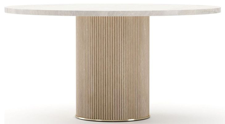 Rhythm Sun Drenched Oak and Travertine 58" Round Dining Table