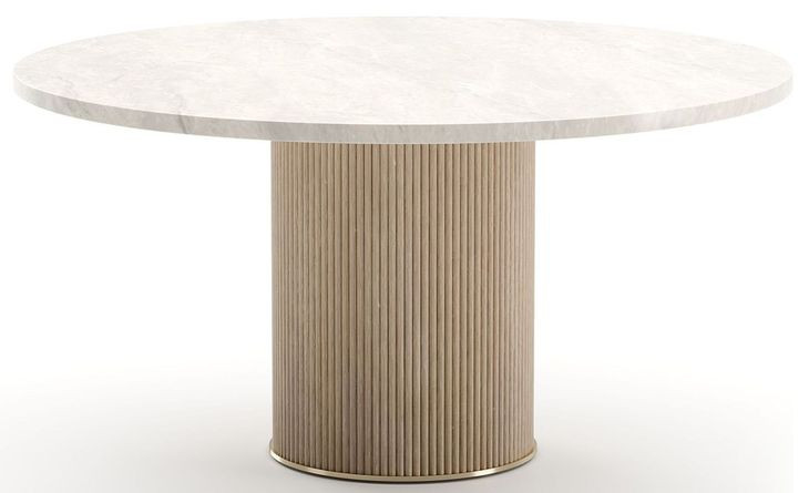 Rhythm Sun Drenched Oak and Travertine 58" Round Dining Table
