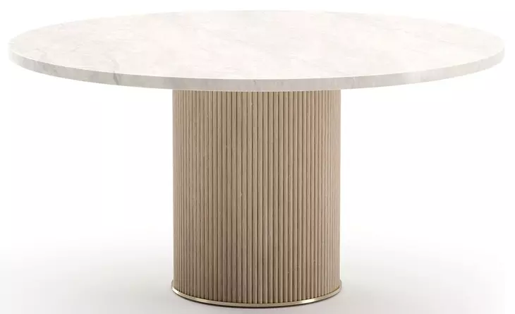 Rhythm Sun Drenched Oak and Travertine 58" Round Dining Table
