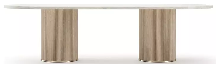 Rhythm Sun Drenched Oak and Travertine 112" Oval Dining Table