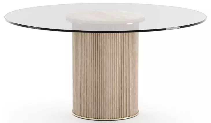 Rhythm Sun Drenched Oak and Clear Glass Top 60" Round Dining Table