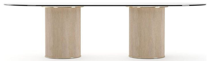 Rhythm Sun Drenched Oak and Clear Glass Top 106" Oval Dining Table