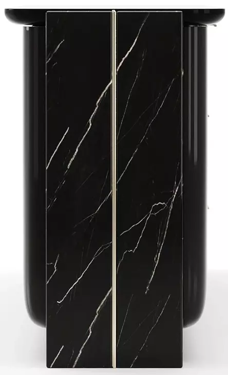 Overlap Piano Black and Nero Marquina Rectangular Dining Room Set