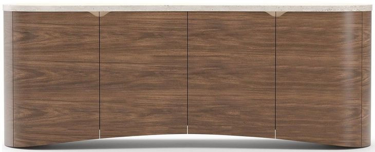 Fleur Porcini and Travertine 4 Door Sideboard