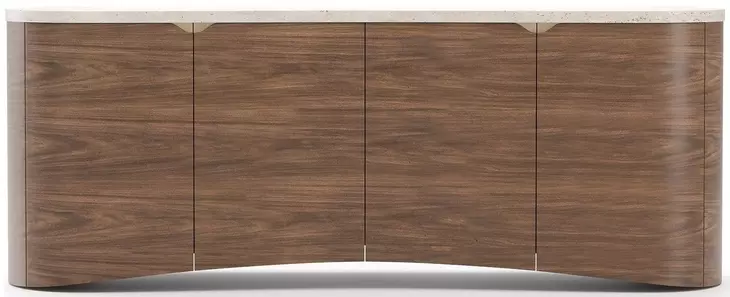 Fleur Porcini and Travertine 4 Door Sideboard