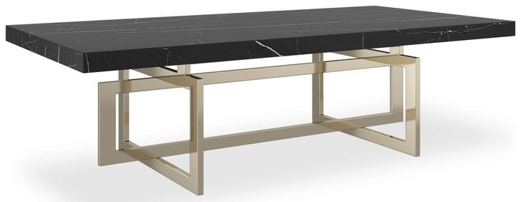 Wish You Were Here Black Marble and Whisper of Gold 60" Rectangular Cocktail Table