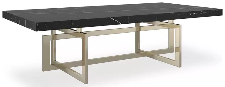 Wish You Were Here Black Marble and Whisper of Gold 60" Rectangular Cocktail Table