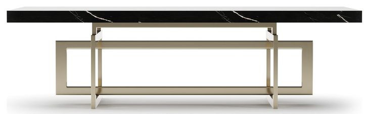 Wish You Were Here Black Marble and Whisper of Gold 60" Rectangular Cocktail Table