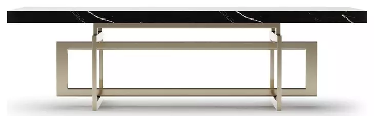 Wish You Were Here Black Marble and Whisper of Gold 60" Rectangular Cocktail Table