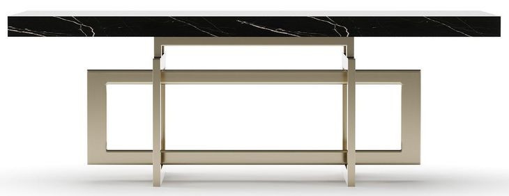 Wish You Were Here Black Marble and Whisper of Gold 48" Rectangular Cocktail Table