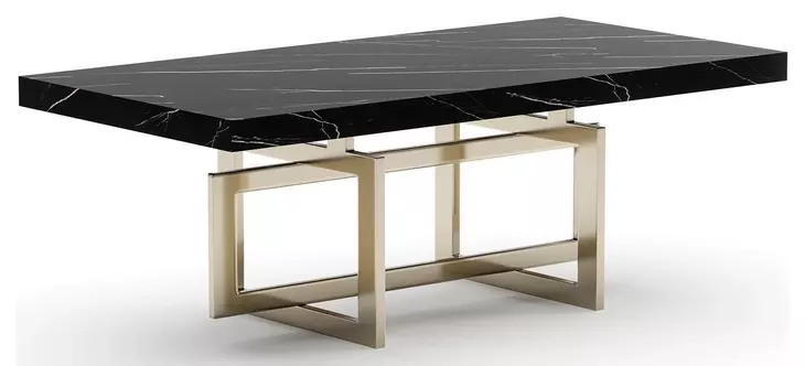 Wish You Were Here Black Marble and Whisper of Gold 48" Rectangular Cocktail Table