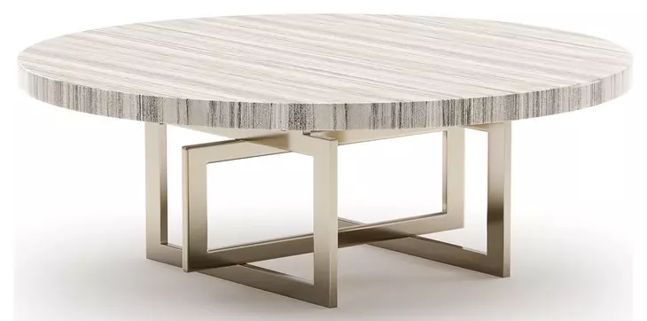Wish You Were Here Sandstone and Whisper of Gold 48" Round Cocktail Table
