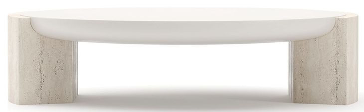 Overlap Latte and Travertine Round Cocktail Table