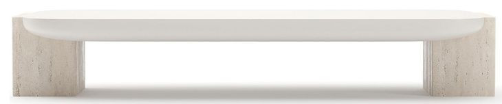 Overlap Latte and Travertine Rectangular Cocktail Table