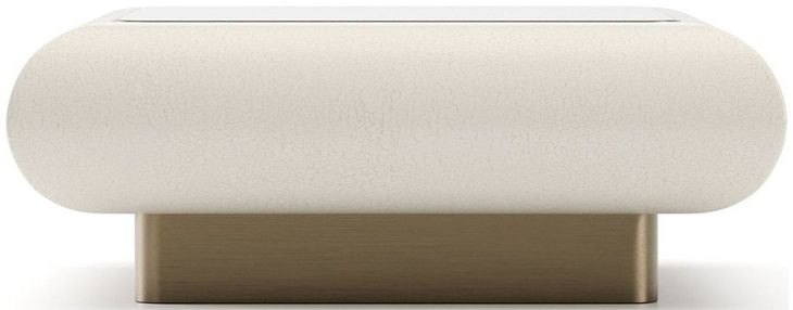 Seta Ivory Craze and Brushed Gold Square Glass Top Cocktail Table