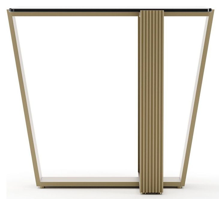 Counter Balance Brushed Gold and Smoked Bronze Glass Top Side Table