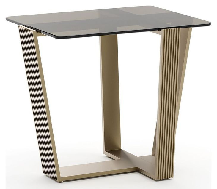 Counter Balance Brushed Gold and Smoked Bronze Glass Top Side Table