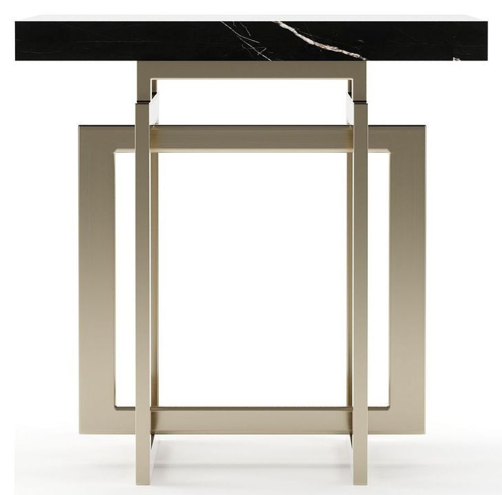 Wish You Were Here Black Marble and Whisper of Gold Square Side Table
