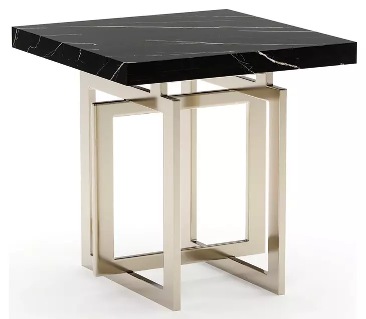 Wish You Were Here Black Marble and Whisper of Gold Square Side Table