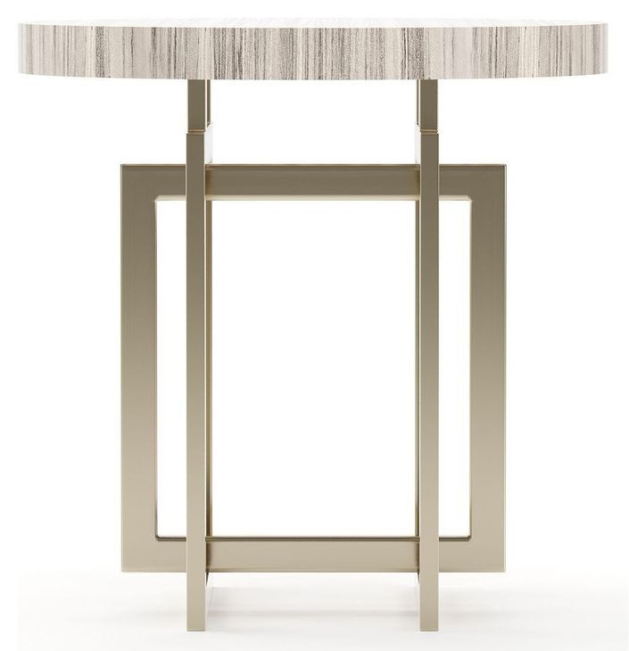 Wish You Were Here Sandstone and Whisper of Gold Round Side Table