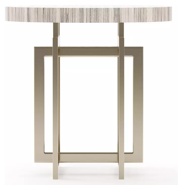 Wish You Were Here Sandstone and Whisper of Gold Round Side Table