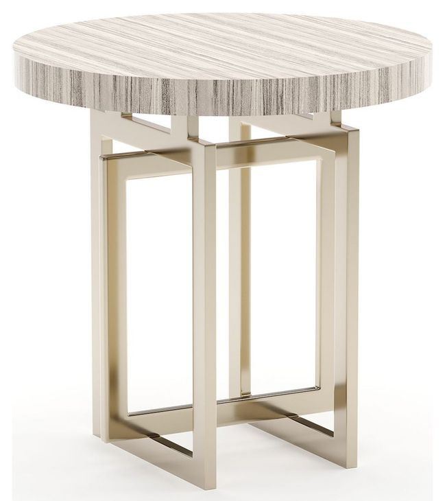 Wish You Were Here Sandstone and Whisper of Gold Round Side Table