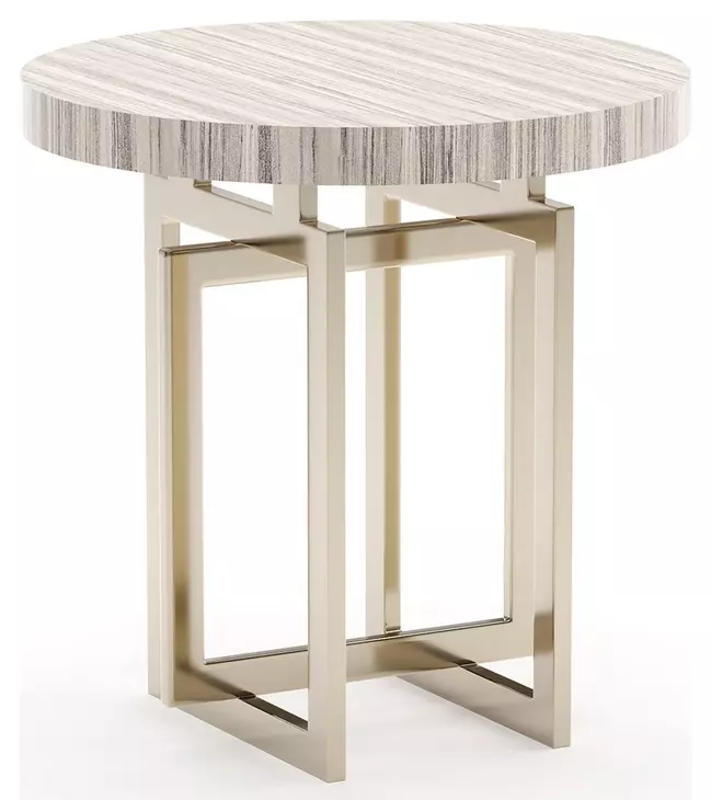 Wish You Were Here Sandstone and Whisper of Gold Round Side Table