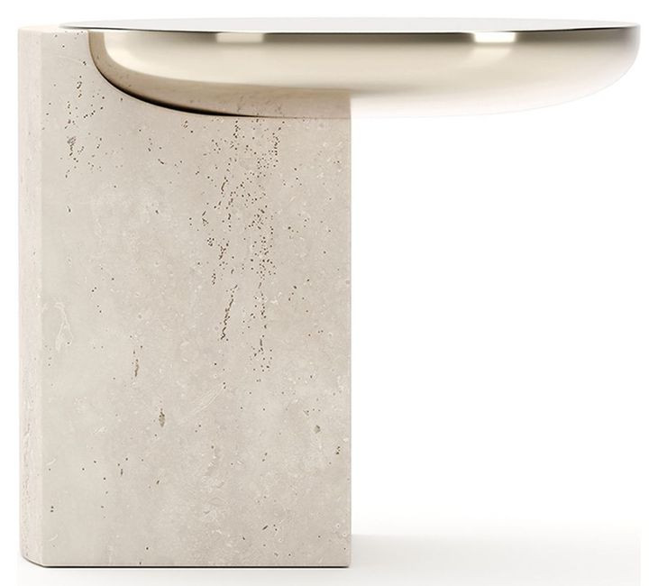 Overlap Travertine and Whisper of Gold Round Side Table