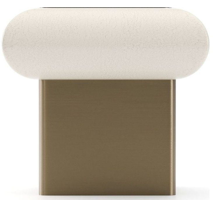 Seta Ivory Craze and Brushed Gold Square Glass Top Side Table