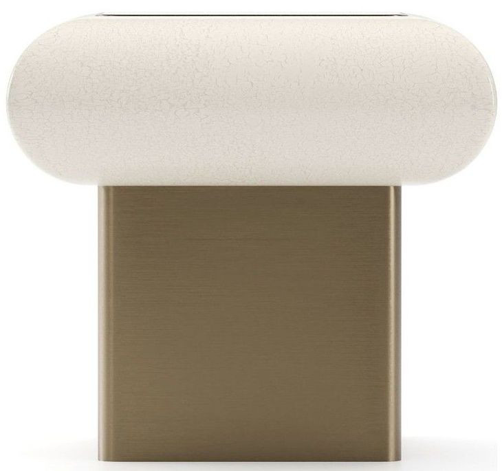 Seta Ivory Craze and Brushed Gold Square Glass Top Occasional Table Set