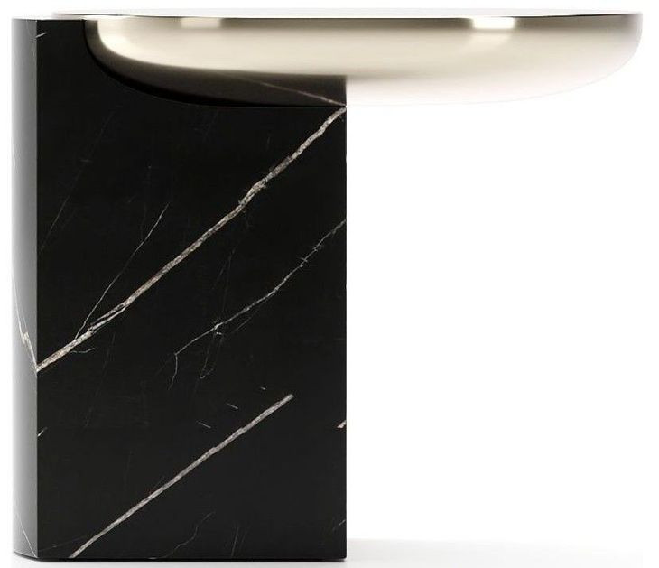 Overlap Nero Marquina and Whisper of Gold Round Side Table