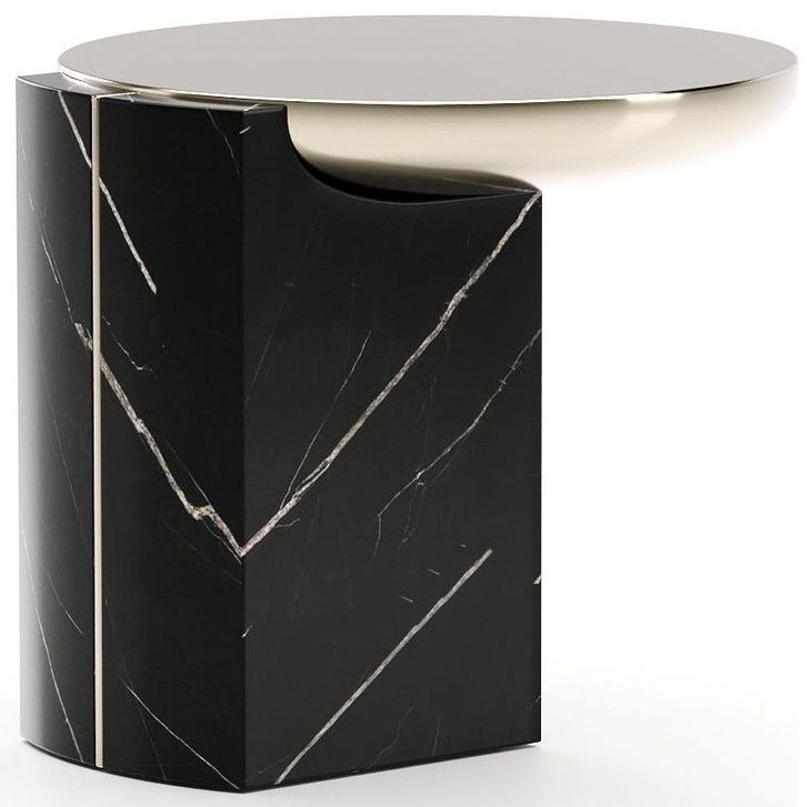 Overlap Nero Marquina and Whisper of Gold Round Side Table