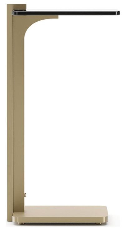 Counter Balance Brushed Gold and Smoked Bronze Glass Top Spot Table