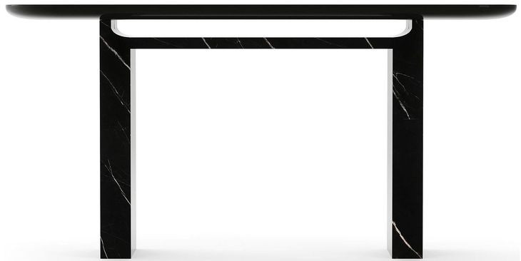 Overlap Piano Black and Nero Marquina 67" Console Table