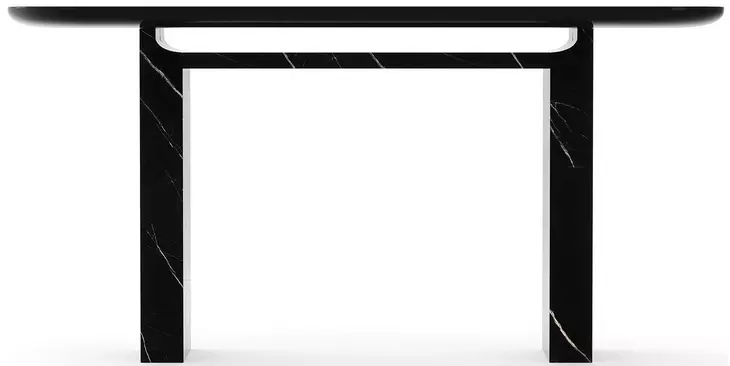 Overlap Piano Black and Nero Marquina 67" Console Table