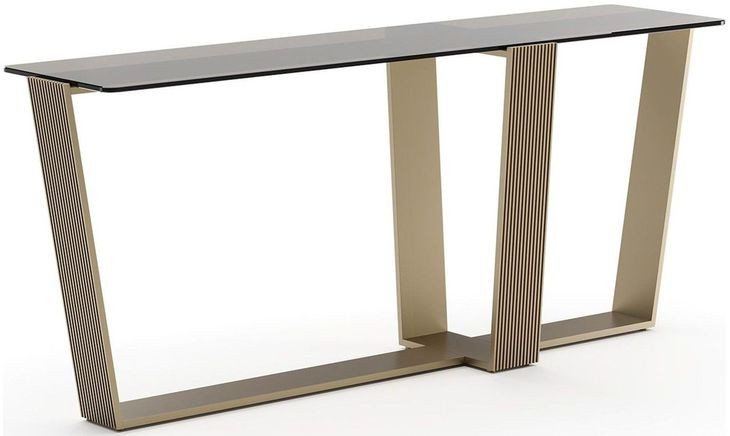 Counter Balance Brushed Gold and Smoked Bronze Glass Top Occasional Table Set