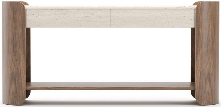 Fleur Porcini and Travertine 2 Drawer Console Table