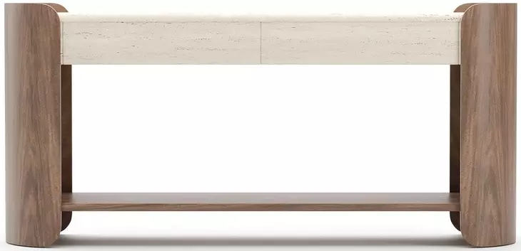 Fleur Porcini and Travertine 2 Drawer Console Table