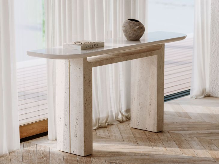 Overlap Latte and Travertine 67" Console Table