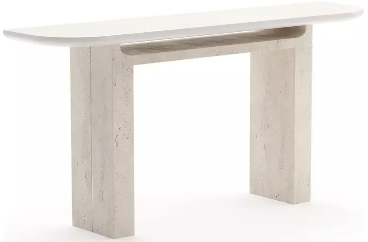 Overlap Latte and Travertine Rectangular Occasional Table Set