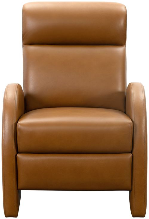 Clair Pretty G Yellow Brown Leather Push Thru The Arms Recliner