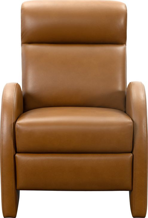 Clair Pretty G Yellow Brown Leather Push Thru The Arms Recliner
