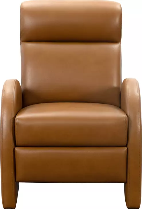 Clair Pretty G Yellow Brown Leather Push Thru The Arms Recliner