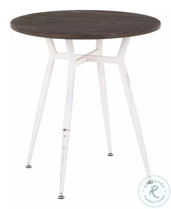 Clara Vintage White Metal And Espresso Bamboo Round Dinette Table