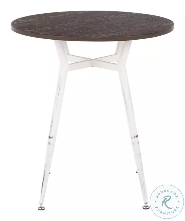 Clara Vintage White Metal And Espresso Bamboo Round Dinette Table