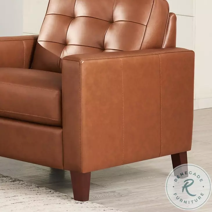 Cassian Nutmeg Leather Living Room Set