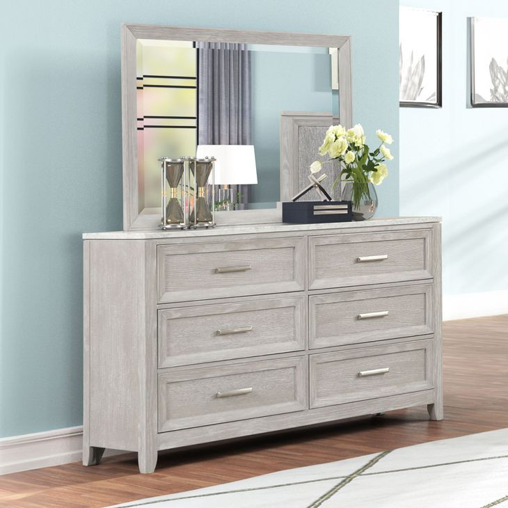 Fiona Mist Gray Rectangular Dresser Mirror