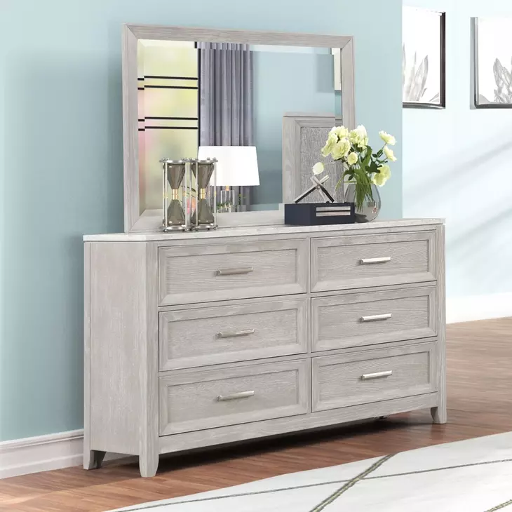Fiona Mist Gray Rectangular Dresser Mirror